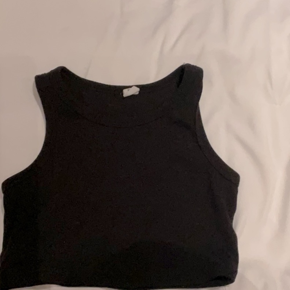 Kids ribbed black cropped tank top